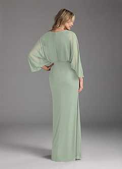 Azazie Ysabella Mother of the Bride Dresses Dusty Sage Mermaid Pleated Mesh Dress image11