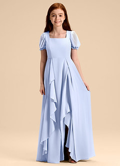 Azazie Priya Junior Abito A-Line in Chiffon Blusa Ghiaccio image1