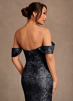 Azazie Nettie 신부의 어머니 드레스 인어 오프 더 숄더 자카드 플로어 길이 드레스 image6