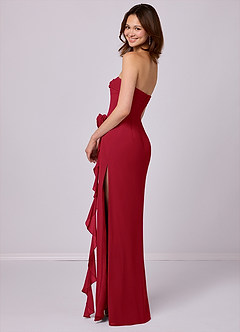 Barbie ♥ Azazie Bridesmaid Dresses Scarlet Sheath Strapless Chiffon Convertible Dress image4