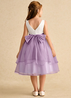 Azazie Rene Flower Girl Dresses Ivory Wisteria A-Line Bow Tulle Dress image2