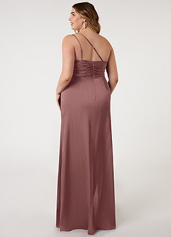 Azazie Eren Bridesmaid Dresses Vintage Mauve Mermaid One Shoulder Stretch Satin Dress image7