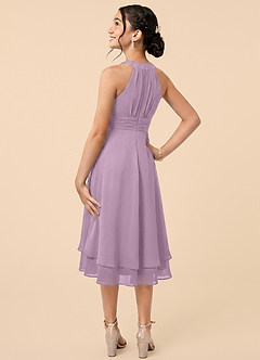Azazie Linna Junior Wisteria A-Line Pleated Chiffon Dress image4