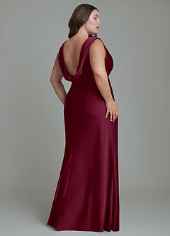 Azazie Kieryn Brautjungfernkleider Meerjungfrau-Linie Plissee Stretch-Satin Kleid Maulbeerrot image8