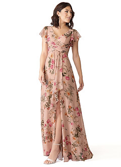 Azazie Omari Bridesmaid Dresses Rose Petal Floral A-Line Chiffon Dress image4