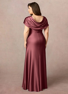 Azazie Branford Kleider für die Brautmutter A-Linie Plissee Stretch-Satin Kleid Merlot image10
