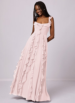 Barbie ♥ Azazie Bridesmaid Dresses Blushing Pink A-Line with Pockets Chiffon Dress image5