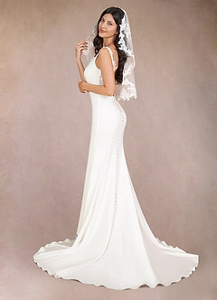 front Diamond and Lace Elbow Veil