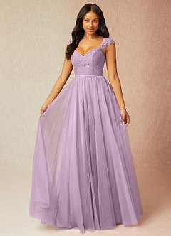 Azazie Luxi Bridesmaid Dresses Wisteria A-Line Pleated Tulle Dress image1
