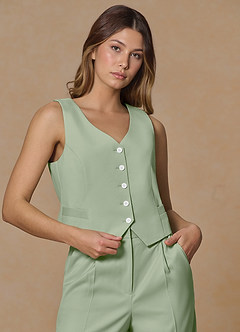 front Rowan 더스티 세이지 고급 직조 기능성 조끼