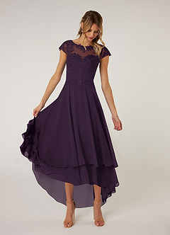 Azazie Shonda Mother of the Bride Dresses Plum Lace Chiffon Dress image1