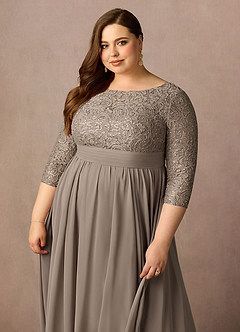 Azazie Carmena Kleider für die Brautmutter A-Linie Pailletten Chiffon Kleid Taupe image7