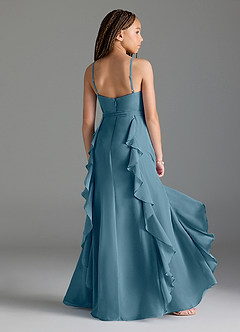 Azazie Peyton Junior Bermuda A-Line V-Neck Cascading Ruffles Chiffon Dress image2