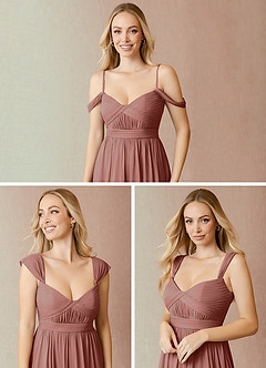 Azazie Reniya Bridesmaid Dresses Cedar Rose A-Line Pleated Mesh Convertible Dress image5