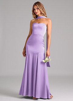 Azazie Shiloh Bridesmaid Dresses Lilac Mermaid Strapless Stretch Satin Convertible Dress image6