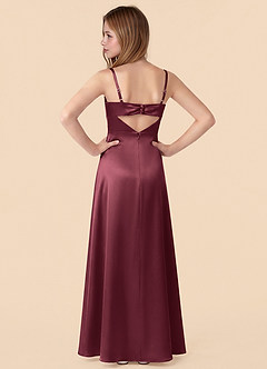 Azazie Renna Junior Vestido de Merlot de Satén Elástico de Corte en A con Plisado image2
