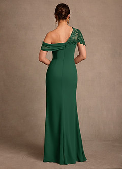 Azazie Sally Final Sale Dark Green Sheath Lace Chiffon Dress image3