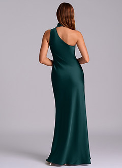 Azazie Seona Brudtärnklänningar Klänning av Sjöjungfru i Stretch Satin One-shoulder Tallgrön image4
