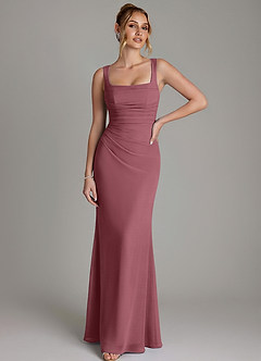 Azazie Agustina Bridesmaid Dresses Desert Rose Mermaid Corset Chiffon Dress image1
