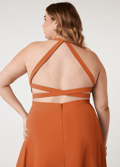 Azazie Clarice Bridesmaid Dresses Cinnamon A-Line Halter Chiffon Dress image10