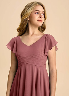 Azazie Caria Junior Amethyst A-Line Pleated Chiffon Dress image4