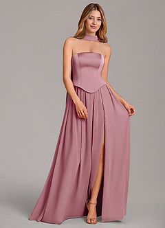 Azazie Cadence Jurken voor bruidsmeisjes Converteerbaar Jurk van Stretch Satijn met A-Lijn Korset Vintage Mauve image3