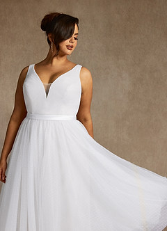 Azazie Windsor Wedding Dresses Diamond White A-Line Bow Tulle Dress image10