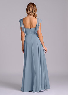 Azazie Leilani Bridesmaid Dresses Dusty Blue A-Line Pleated Chiffon Dress image2