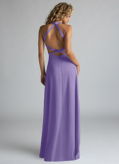 Azazie Clarice Robes de demoiselle d'honneur Robe Trapèze en Satin extensible Col haut Tahiti image3