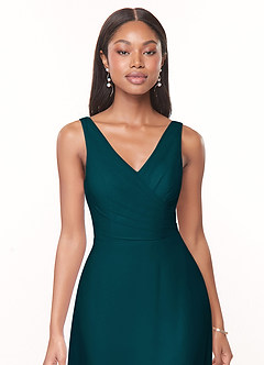 Azazie Nala Bridesmaid Dresses Pine A-Line Pleated Chiffon Dress image4