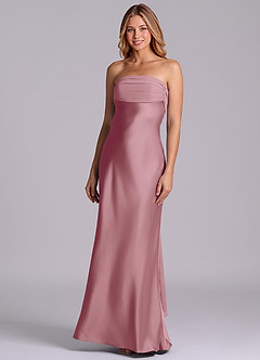 Azazie Ailanie Bridesmaid Dresses Vintage Mauve Sheath Strapless Stretch Satin Dress image1