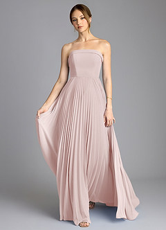 Azazie Mariana Brudtärnklänningar Klä av A-Linje i Chiffong Axelbandslös Rodnande Rosa image1