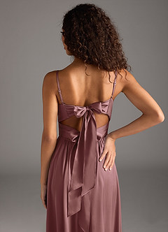 Azazie Zeya Bridesmaid Dresses Vintage Mauve A-Line Pleated Stretch Satin Dress image4