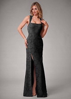 Azazie Luci Bridesmaid Dresses Black Mermaid Pleated Floral Burnout Convertible Dress image6