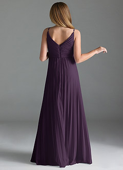Azazie Raychelle Junior Plum A-Line Pleated Chiffon Dress image4