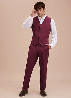 front Ethan Burgundy Refined Weave Suit Vest