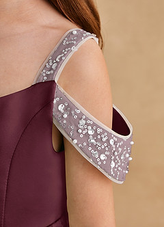 Azazie Jodi Flower Girl Dresses Cabernet A-Line Matte Satin Dress image6