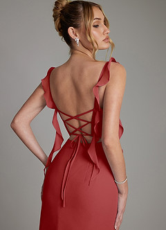 Azazie Jessamine 신부 들러리 드레스 인어 코르셋 쉬폰 바닥 길이 드레스 image2