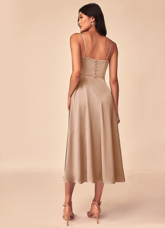 Azazie Dottie Bridesmaid Dresses English Rose A-Line Stretch Satin Dress image2