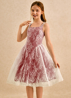 Azazie Cubbie Girls Formal Blumenmädchenkleider A-Linie Spitze Kleid Rost image3