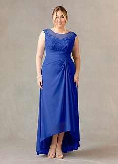 Azazie Endora Mother of the Bride Dresses Royal Blue A-Line Scoop Lace Chiffon Dress image6