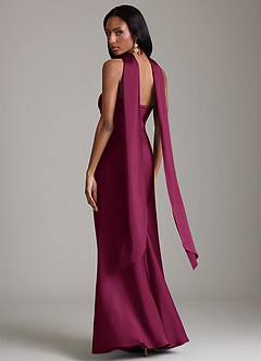 Azazie Saylor Bridesmaid Dresses Red Plum Mermaid Strapless Stretch Satin Dress image8