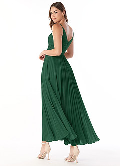 Azazie Raychelle Abiti da Damigella Abito A-Line in Chiffon con Scollo a V Verde Scuro image4