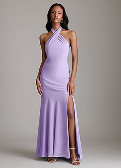 Azazie Lorena Vestidos de damas de honor Vestido de Lila de Gasa de Corte Sirena con Plisado image1