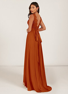Azazie Gertrude Bridesmaid Dresses Paprika A-Line Lace Chiffon Dress image5