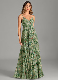 Azazie Amani Robes de demoiselle d'honneur Robe Trapèze en Mousseline de soie Plissé Fleur De Prairie image4