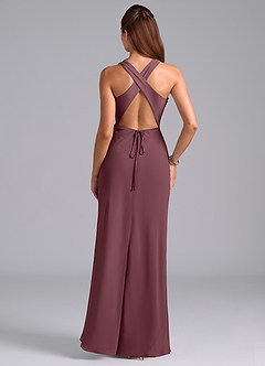 Azazie Evadne Abiti da Damigella Abito A-Line in Chiffon Plissettato Sangria image7