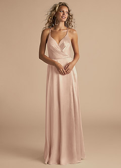 Azazie Davis Bridesmaid Dresses English Rose A-Line Pleated Metallic Satin Dress image4