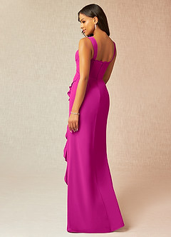 Azazie Camellia Bridesmaid Dresses Fuchsia Sheath Lace Chiffon Dress image2