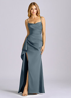 Azazie Sarai Robes de demoiselle d'honneur Robe Fourreau en Satin extensible Corset Violet Crépusculaire image3